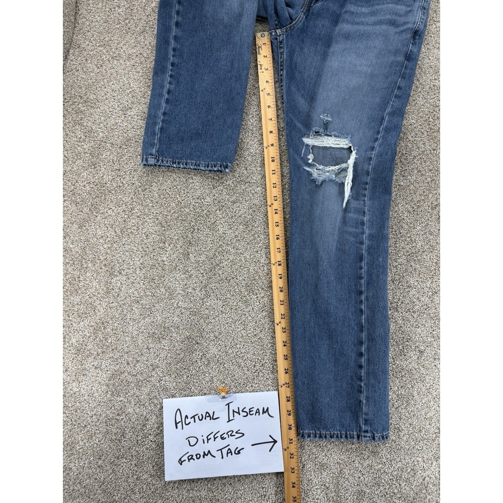 Levis 502 Jeans Men 31x32 Blue Regular Taper Thrashed Distressed Grunge‎ Skater - Picture 11 of 14